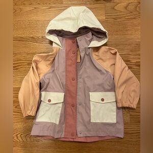 Zara color block hooded rain Jacket, size 3-4 yr old